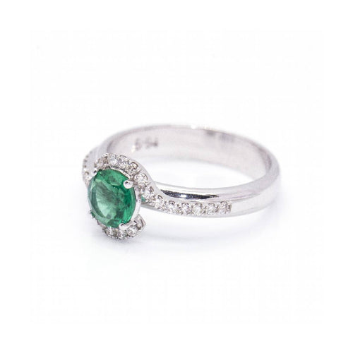 Bague 52 VITE - Bague en or blanc 18 kt avec émeraude et diamants 58 Facettes UKD360103AS