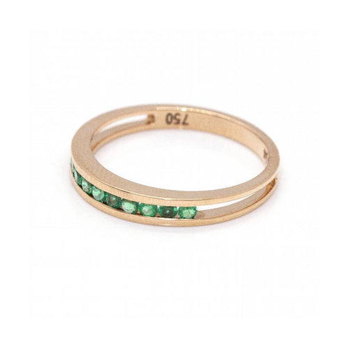 Bague Alliance - Bague en or rose 18 ct et 10 émeraudes 58 Facettes UKD360104AS