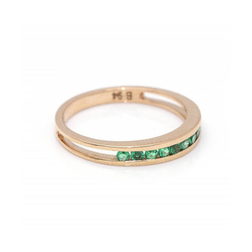 Bague Alliance - Bague en or rose 18 ct et 10 émeraudes 58 Facettes UKD360104AS