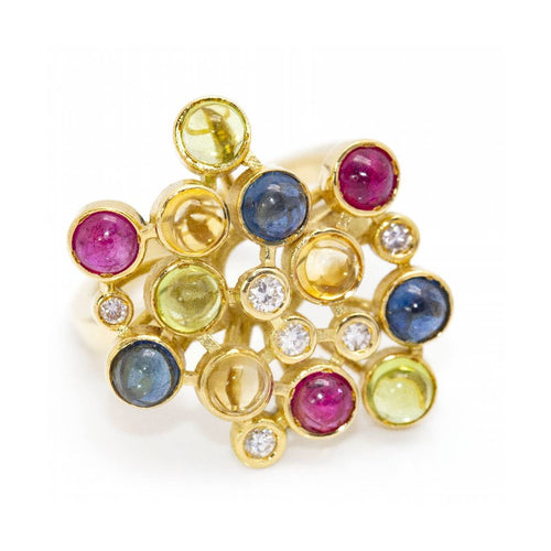 Bague Color Bubbles - Bague en or jaune 18 kt et diamants 58 Facettes UKD360262JE