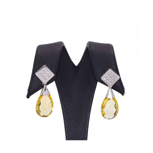 Boucles d'oreilles Briole - Boucles d’oreilles en or blanc 18 kt, citrines et diamants 58 Facettes UKD360265JE