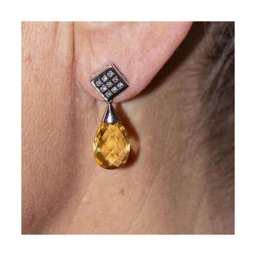 Boucles d'oreilles Briole - Boucles d’oreilles en or blanc 18 kt, citrines et diamants 58 Facettes UKD360265JE