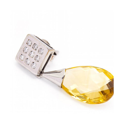 Boucles d'oreilles Briole - Boucles d’oreilles en or blanc 18 kt, citrines et diamants 58 Facettes UKD360265JE