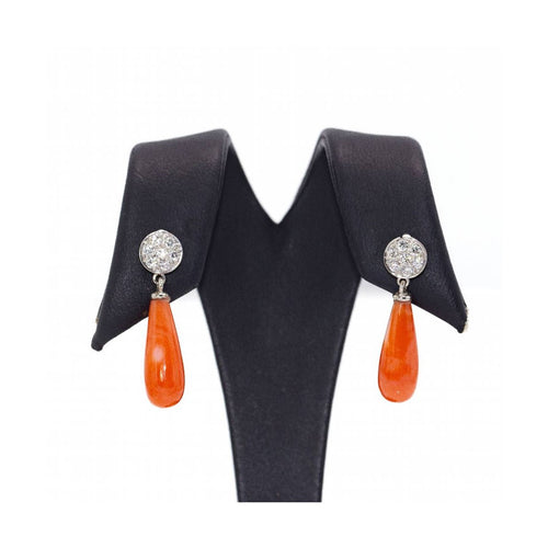 Boucles d'oreilles Boucles d’oreilles - Coraux briolé et diamants en or blanc 18 kt 58 Facettes UKD360266JE