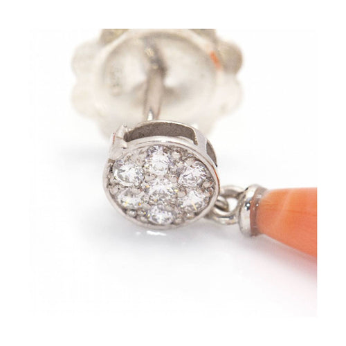 Boucles d'oreilles Boucles d’oreilles - Coraux briolé et diamants en or blanc 18 kt 58 Facettes UKD360266JE