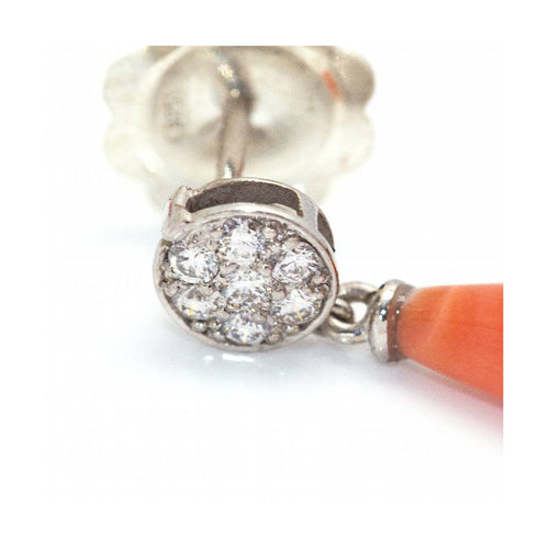 Boucles d'oreilles Boucles d’oreilles - Coraux briolé et diamants en or blanc 18 kt 58 Facettes UKD360266JE