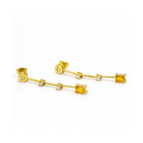 Boucles d'oreilles PAPARADSHA - Boucles d'oreilles en or jaune 18 kt, saphirs et diamants 58 Facettes UKD360284JE