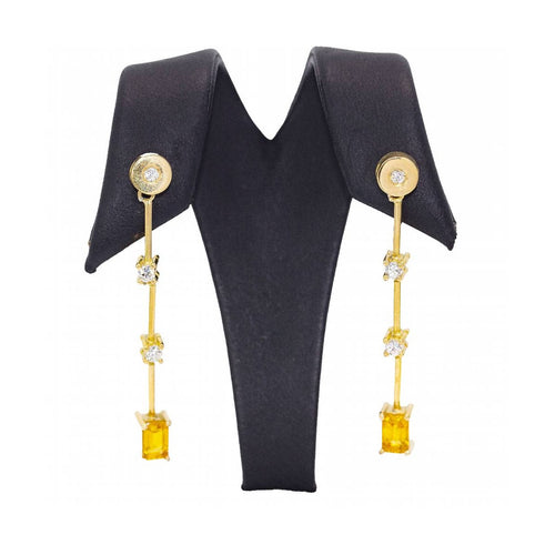 Boucles d'oreilles PAPARADSHA - Boucles d'oreilles en or jaune 18 kt, saphirs et diamants 58 Facettes UKD360284JE