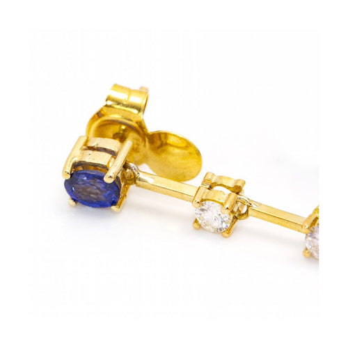 Boucles d'oreilles Boucles d’oreilles - Or jaune 18K avec diamants et saphirs de Ceylan 58 Facettes UKD360286JE