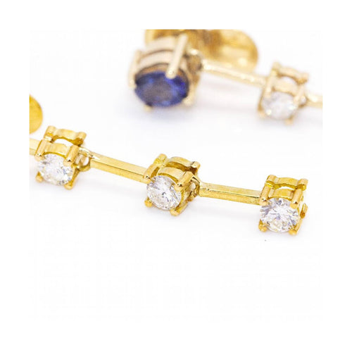 Boucles d'oreilles Boucles d’oreilles - Or jaune 18K avec diamants et saphirs de Ceylan 58 Facettes UKD360286JE