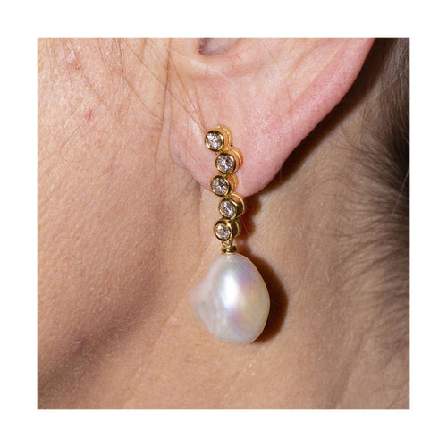 Boucles d'oreilles STILL - Boucles d’oreilles en or jaune 18 ct, perles et diamants 58 Facettes UKD360288JE