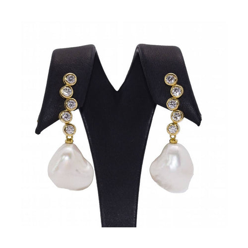 Boucles d'oreilles STILL - Boucles d’oreilles en or jaune 18 ct, perles et diamants 58 Facettes UKD360288JE