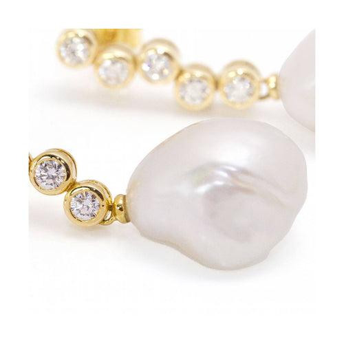 Boucles d'oreilles STILL - Boucles d’oreilles en or jaune 18 ct, perles et diamants 58 Facettes UKD360288JE
