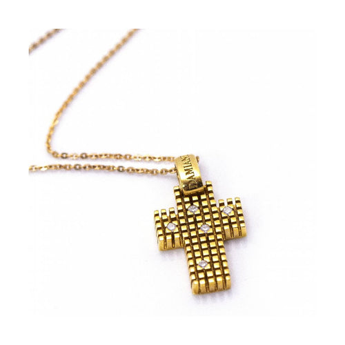 Collier Damiani - Collier croix en or jaune 18 ct et diamants 58 Facettes UKD360376CS