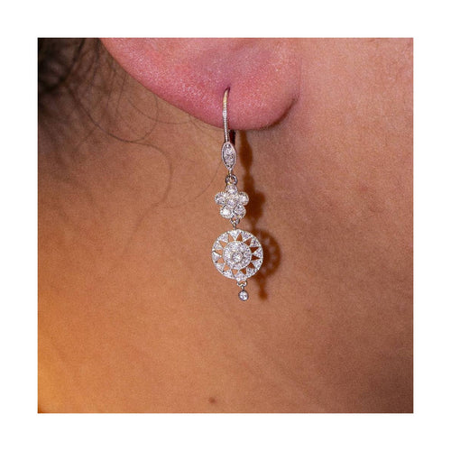 Boucles d'oreilles SUNNY ANTIK - Boucles d'oreilles en or blanc 18 kt et diamants 58 Facettes UKD360396CS
