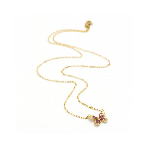 Collier Collier papillon - Collier en or jaune 18 ct, rubis et diamants 58 Facettes UKD360403FJ