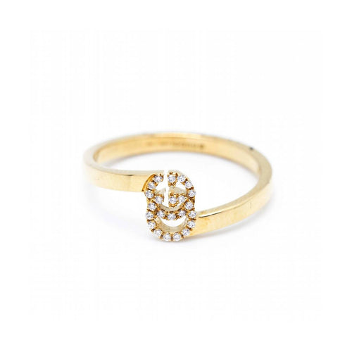 Bague Gucci Running G - Bague motif GG en or jaune 18 kt et diamants 58 Facettes UKD360449FJ