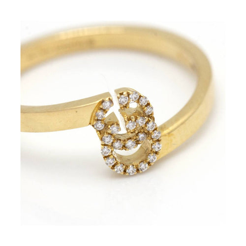 Bague Gucci Running G - Bague motif GG en or jaune 18 kt et diamants 58 Facettes UKD360449FJ
