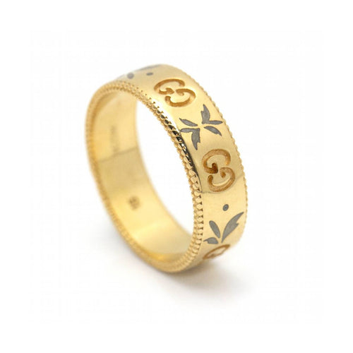Bague 55 GUCCI Icon Blossom - Bague en or jaune 18 ct et émail 58 Facettes UKD360459FJ