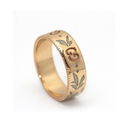 Bague 54 Gucci Icon Blossom - Bague motif GG en or rose 18 ct et émail 58 Facettes UKD360460FJ