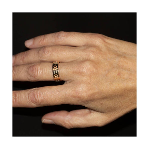 Bague 54 Gucci Icon Blossom - Bague motif GG en or rose 18 ct et émail 58 Facettes UKD360460FJ