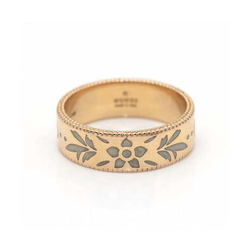Bague 54 Gucci Icon Blossom - Bague motif GG en or rose 18 ct et émail 58 Facettes UKD360460FJ