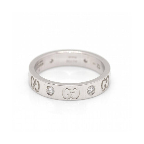 Bague Gucci Icon - Bague motif GG en or blanc 18 kt et diamants 58 Facettes UKD360469FJ