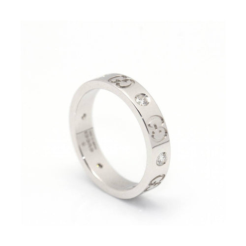 Bague Gucci Icon - Bague motif GG en or blanc 18 kt et diamants 58 Facettes UKD360469FJ
