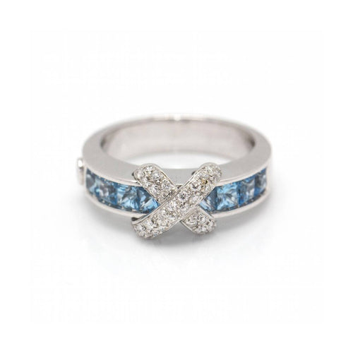 Bague 56 CENTOVENTUNO - Bague en or blanc 18 ct, topazes bleus et diamants 58 Facettes UKD360500FJ