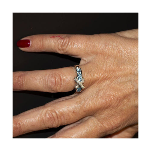 Bague 56 CENTOVENTUNO - Bague en or blanc 18 ct, topazes bleus et diamants 58 Facettes UKD360500FJ