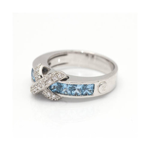Bague 56 CENTOVENTUNO - Bague en or blanc 18 ct, topazes bleus et diamants 58 Facettes UKD360500FJ