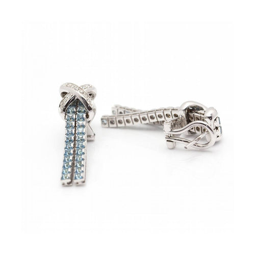 Boucles d'oreilles CENTOVENTUNO - Boucles d’oreilles en or blanc 18 kt, diamants et topazes bleues 58 Facettes UKD360524FJ
