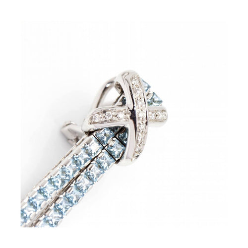 Boucles d'oreilles CENTOVENTUNO - Boucles d’oreilles en or blanc 18 kt, diamants et topazes bleues 58 Facettes UKD360524FJ