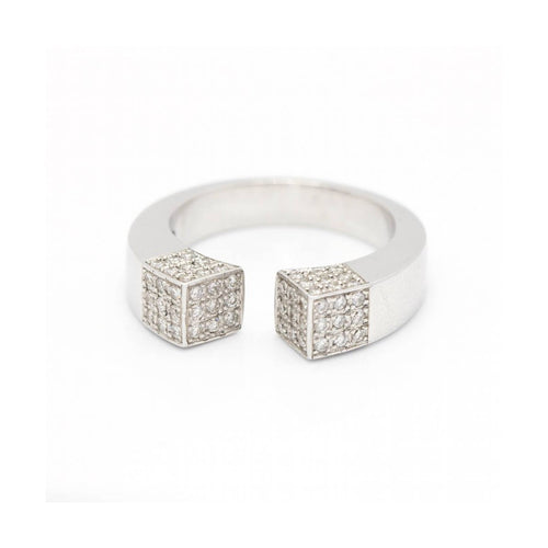 Bague QUARE - Bague pavée en or blanc 18 kt et diamants 58 Facettes UKD360525FJ