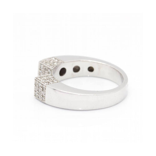 Bague QUARE - Bague pavée en or blanc 18 kt et diamants 58 Facettes UKD360525FJ