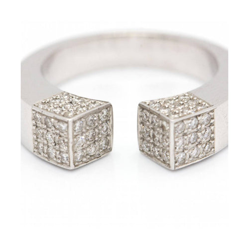 Bague QUARE - Bague pavée en or blanc 18 kt et diamants 58 Facettes UKD360525FJ