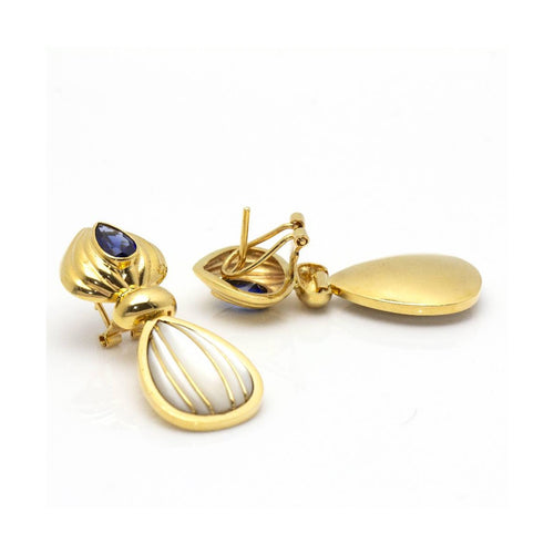 Boucles d'oreilles Boucles d’oreilles - Nacre et saphir en or jaune 18 kt 58 Facettes UKD360531FJ