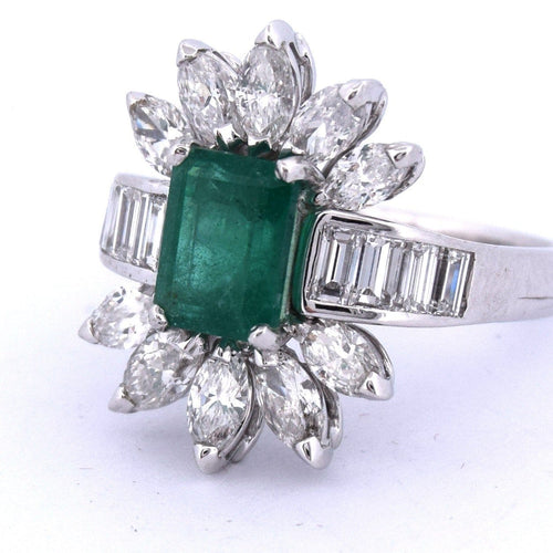 Bague 52 Anello en or 18 KT avec émeraude et diamants 58 Facettes AN578 '(00819)