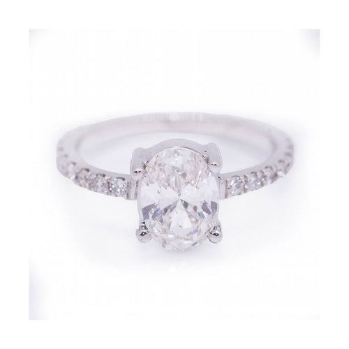 Bague 54 Bague solitaire de fiançailles en or blanc 18 kt avec diamants 58 Facettes UKD360903FV