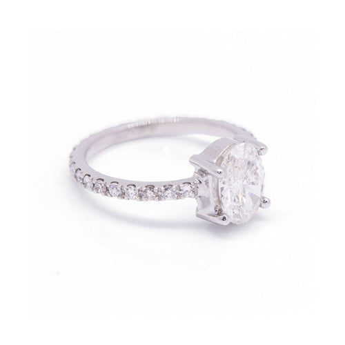 Bague 54 Bague solitaire de fiançailles en or blanc 18 kt avec diamants 58 Facettes UKD360903FV