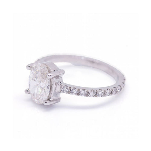 Bague 54 Bague solitaire de fiançailles en or blanc 18 kt avec diamants 58 Facettes UKD360903FV