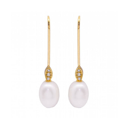 Boucles d'oreilles Boucles d’oreilles - Perles ovales et diamants en or jaune 18 ct 58 Facettes UKD360904FV