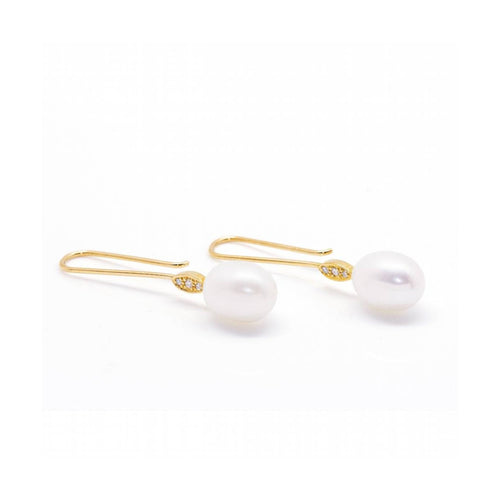 Boucles d'oreilles Boucles d’oreilles - Perles ovales et diamants en or jaune 18 ct 58 Facettes UKD360904FV
