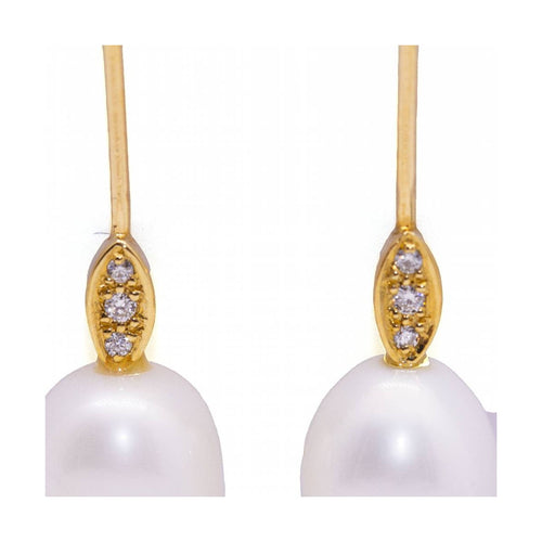 Boucles d'oreilles Boucles d’oreilles - Perles ovales et diamants en or jaune 18 ct 58 Facettes UKD360904FV