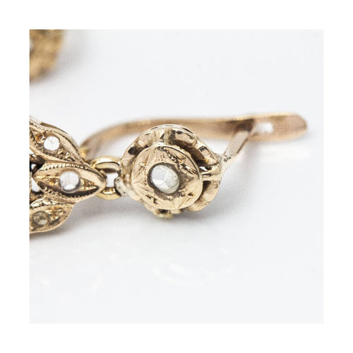 Boucles d'oreilles FLEUR - Boucles d’oreilles vers 1810 en or jaune, diamants et perles 58 Facettes UKD361020JC