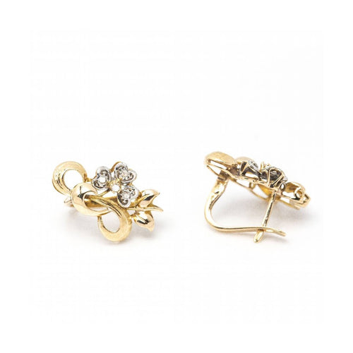 Boucles d'oreilles FLEUR NOUVEAU - Boucles d’oreilles en or jaune 18 ct et platine, diamants 58 Facettes UKD361032JC