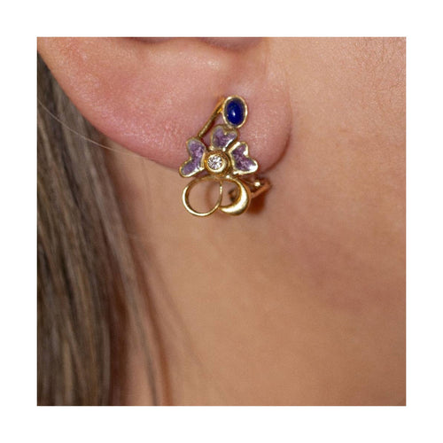 Boucles d'oreilles Pendantes vintage - Boucles d’oreilles en or jaune 18 ct, lapis-lazuli et diamants 58 Facettes UKD361033JC