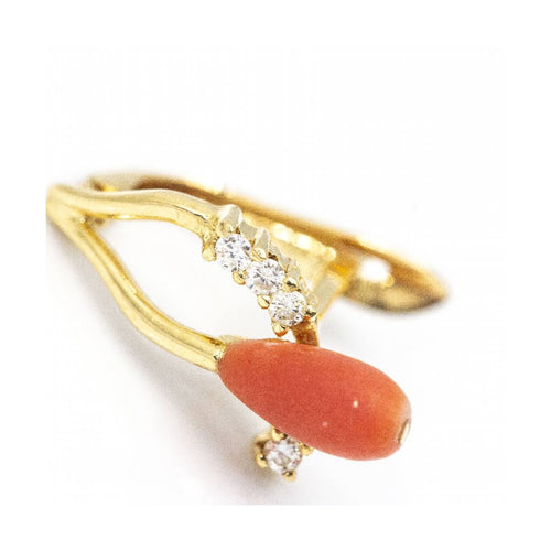 Boucles d'oreilles Boucles d’oreilles anciennes - Corail en or jaune 18 kt et diamants 58 Facettes UKD361041JC