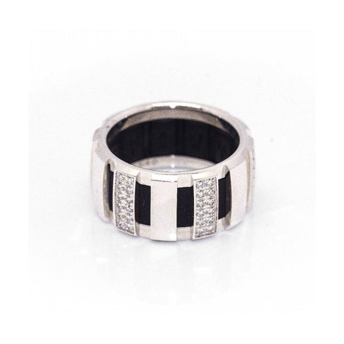 Bague Chaumet Class One - Bague en or blanc 18 ct, caoutchouc et diamants 58 Facettes UKD361589UZ