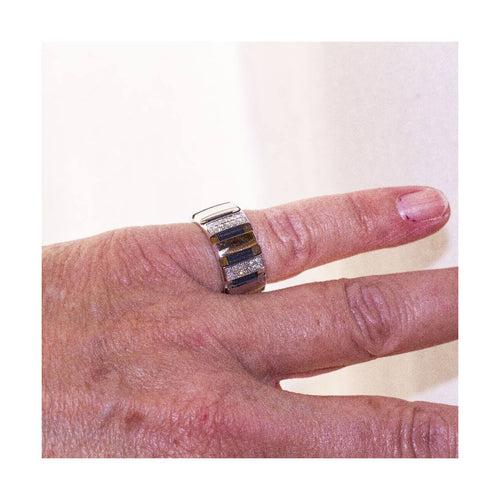 Bague Chaumet Class One - Bague en or blanc 18 ct, caoutchouc et diamants 58 Facettes UKD361589UZ